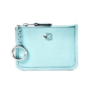 NWT COACH Faded Blue Crossgrain Leather Mini Skinny ID Holder